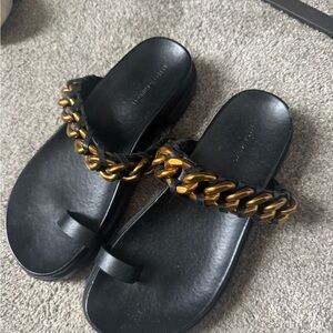 Black and Gold Chain Sandals